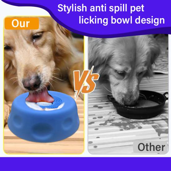 Pet Licking Bowl Slow Feeder Silicone Dog Lick Bowl Spill-Proof Pet Liquid Treat Dispenser Bowl for Dogs Cats Healthy Digestion Anxiety Relief
