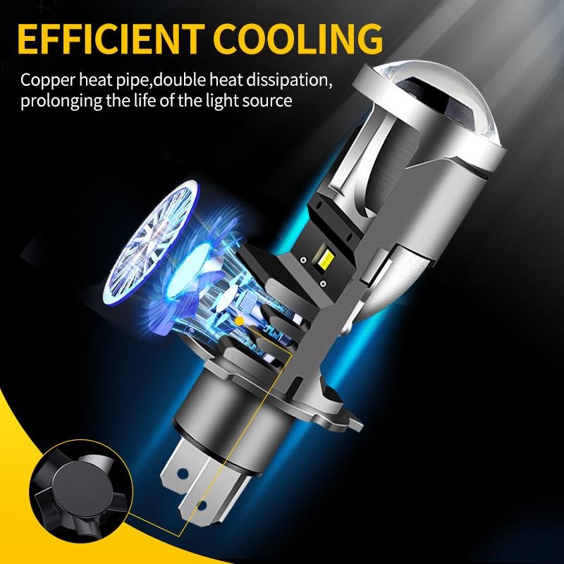 1pc H4 LED Projector Headlight Motorcycle 25W 50000LM Lens with Fan Cooling Automobile Hi Lo Beam Bulb For Haojue USR125