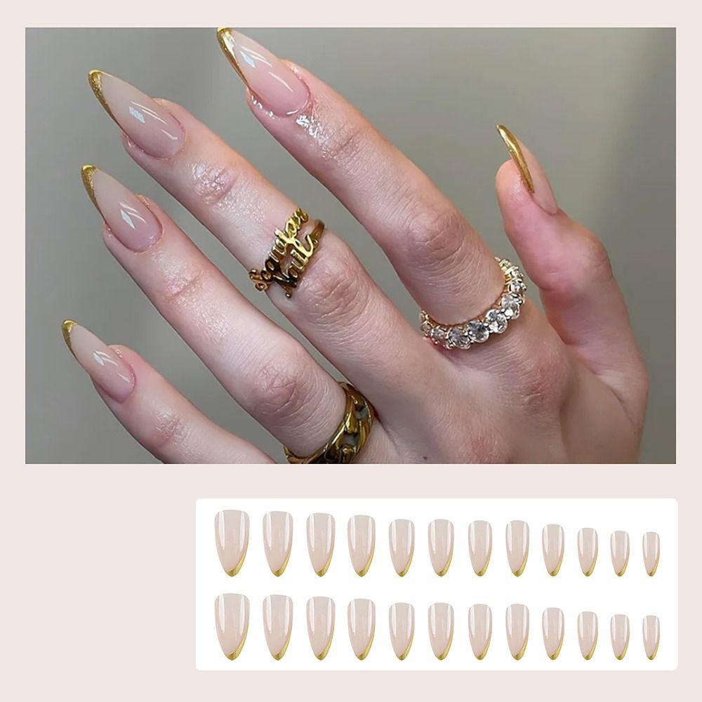 24/30PCS Ink Painting Fake Nail Spice Glitter Nail Tips Fashion Press on Nails for Women Girl