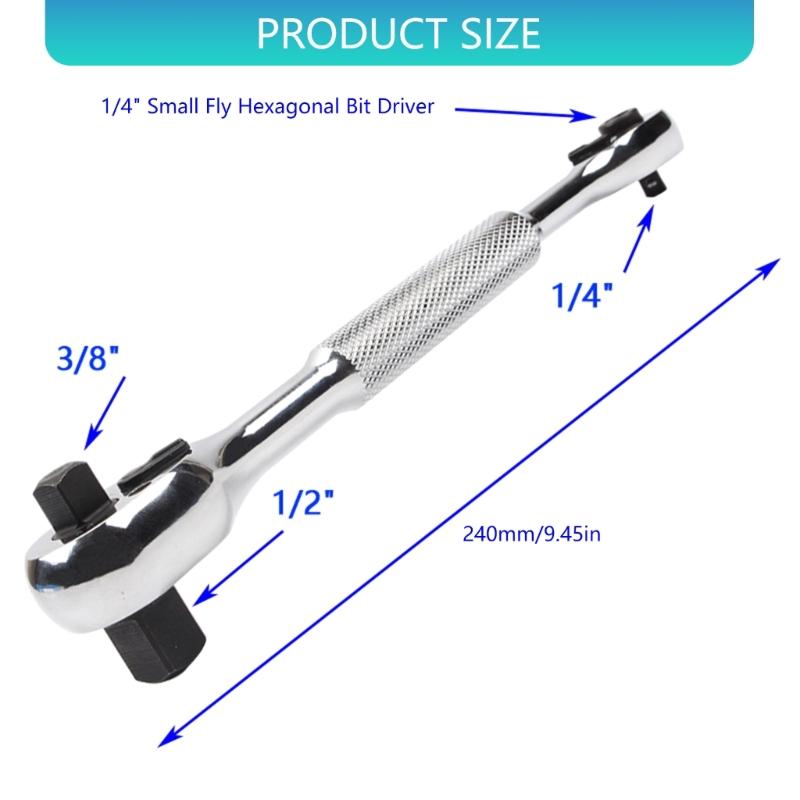 Professional Alloy Steel Ratchet Spanner Wrench With 5Degree Swing Angle 1/4,3/8,1/2 Drive For Tight Space Maintenance