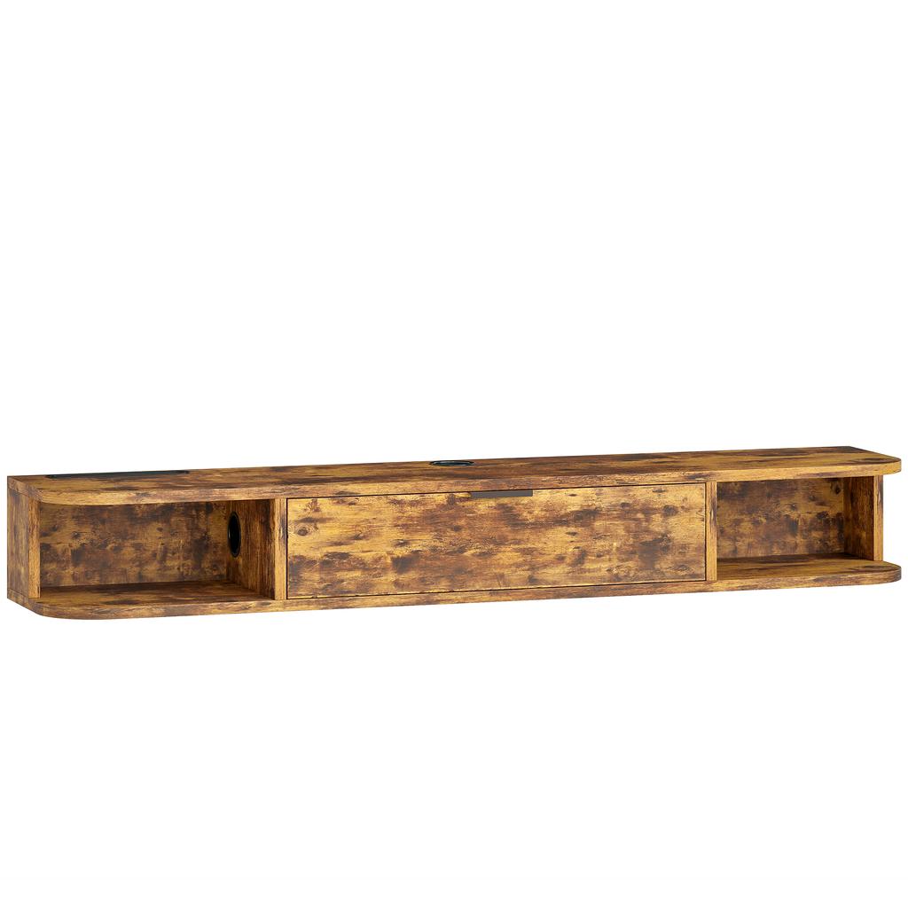 120 Cm Floating Tv Unit For Tvs Up To 50 Inch Rustic Brown