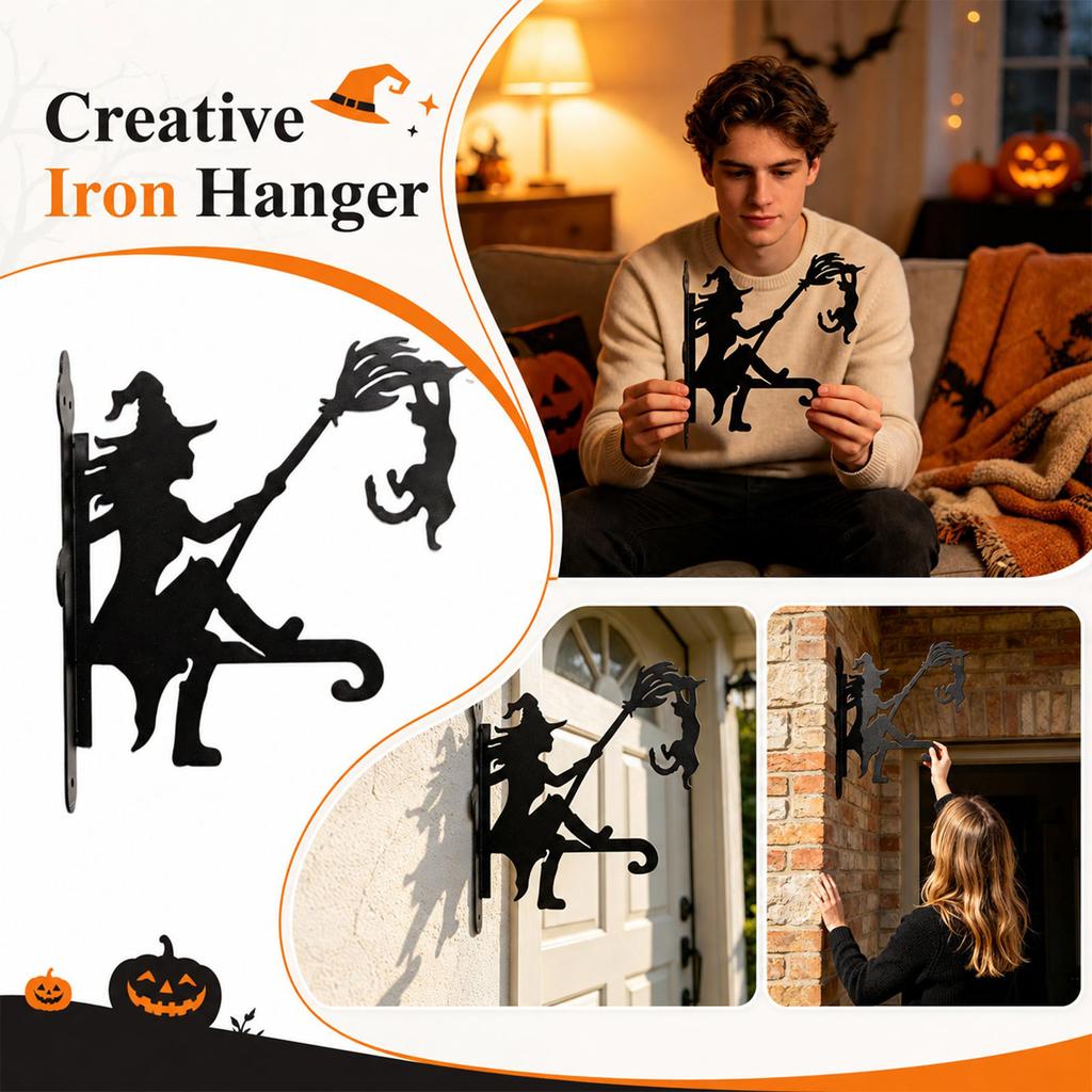 Halloween Wrought Witch Hanging Decor for Home and Garden