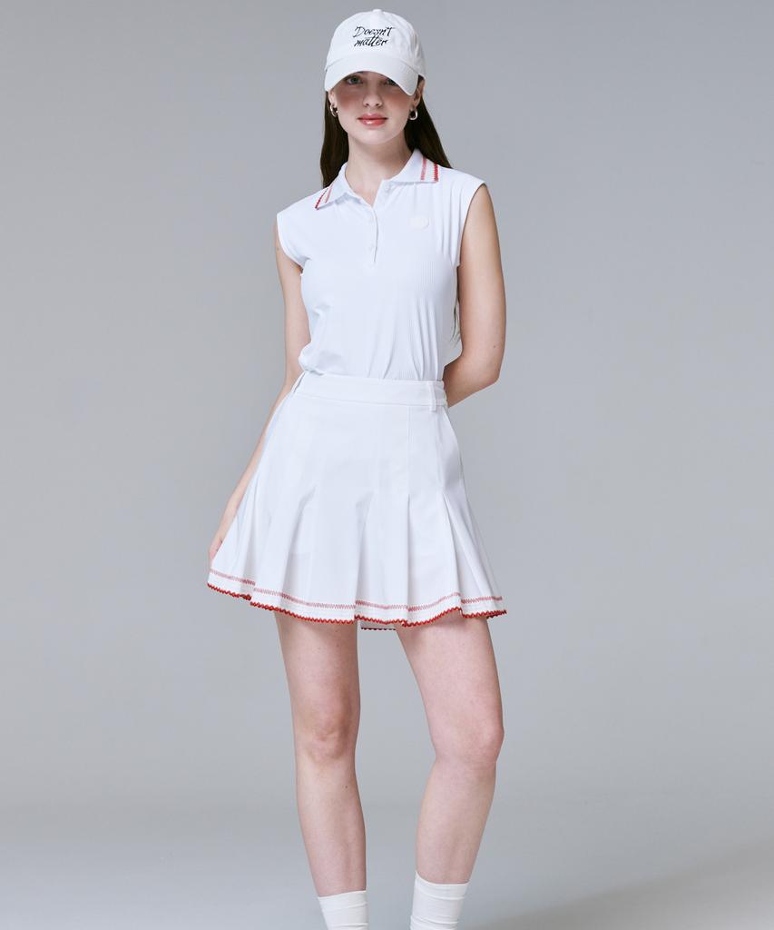 Cream Golf Lace Detail Flare Skirt
