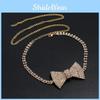 Diamond Wave Water Chain Necklace Butterfly Pendant For Female Fashion Statement