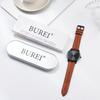 BUREI Analog Quartz Watch with Waterproof Brown Leather Stylish Black Business Lightweight and Easy To a Simple and Stylish a Great Day Gift Men's
