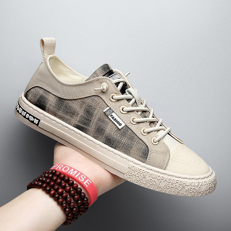 Fashion Casual Sneakers Lace-up Male Shoes Breathable Canvas Shoes Outdoor Jogging Sports Shoes Street Board Shoes Walking Shoes
