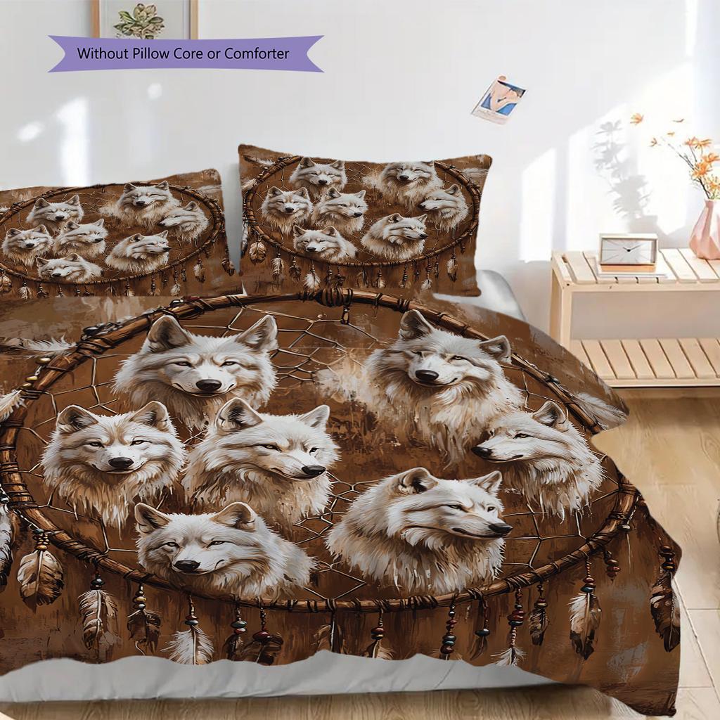 Wolf Pattern Bedding Quilt Set Quilt Cover Pillowcase Home Decoration Birthday Gift (1 * duvet cover + 2 * pillowcase, without core)