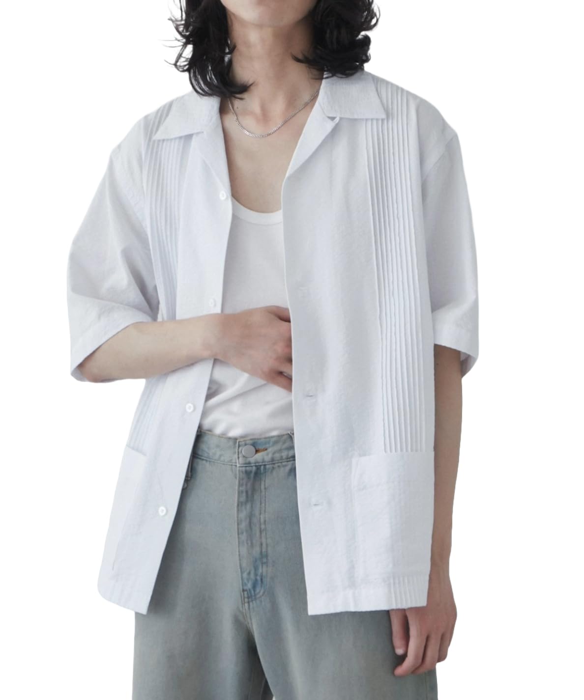 

WEGO Cuban Short Summer Loose Korean Perfect Gift for and Size White Shirt, Sleeve, Top, Fit, Simple, Casual, Style, Spring, Summer, Autumn, Men s, L, белый