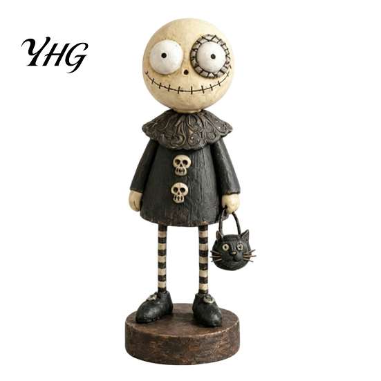 Creative Gift for Friends Halloween Pumpkin/Skeleton Figurine, Resin Desktop Ornament, Retro Cartoon Small Statue Office Desk Humanoid Autumn Harvest