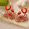 Boho Ocean Rhinestone Crab Dangle Earrings For Women Men Trendy Coastal Exaggerated Crab Claw Drop Earrings Summer Beach Jewelry