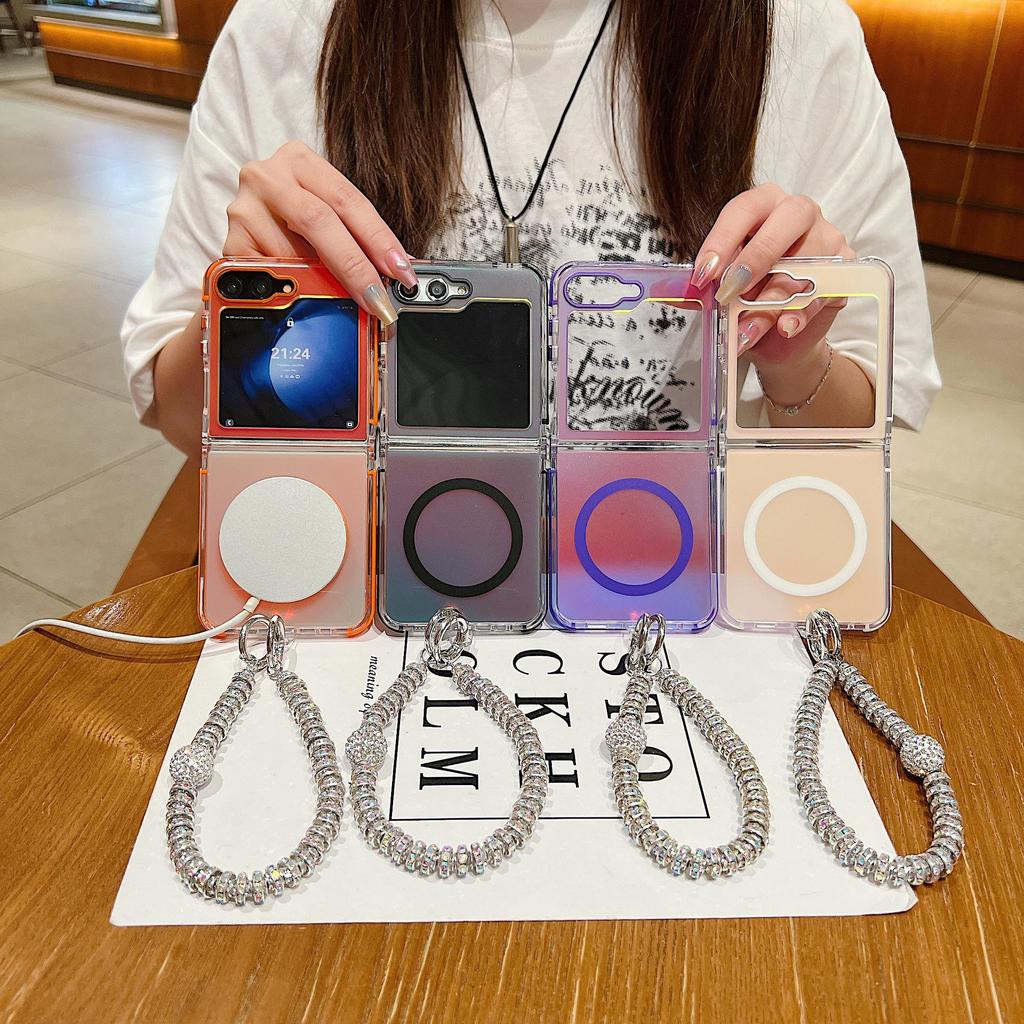 Samsung Z Flip 7 Chameleon Magnetic Case with Diamond Lanyard