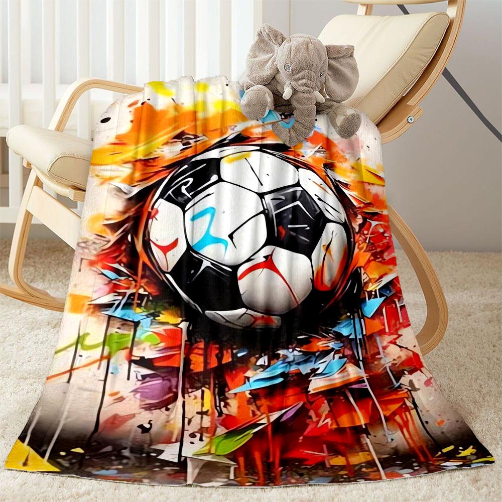 1 Stück Fußball-Decke Bequem Weich Leicht Alle Jahreszeiten Mehrzweck-Decke Reisen Camping Picknicks Sofa Büro Bett Wohnzimmer Geschenk Freunde