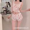 Crispy Sexy Sweet and Spicy Women's Summer Ice Silk Thin Pure Desire Suspender Shorts Two-piece Set Lace Temptation Set