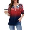 Women's T Shirt Independence Day Print Button Short Sleeve Daily Weekend Fashion Basic V- Neck Regular Top