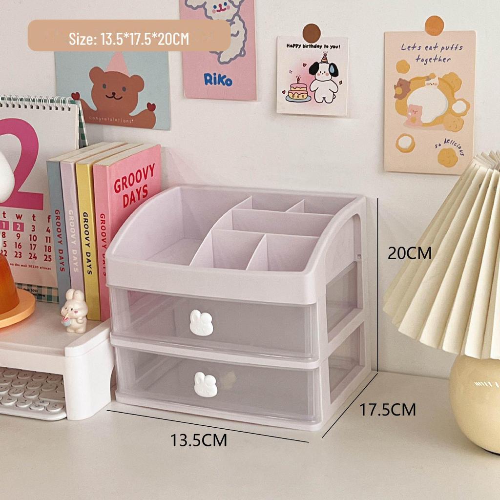 Girly Heart Plastic Desktop Drawer: Dustproof Storage for Stationery & Cosmetics
