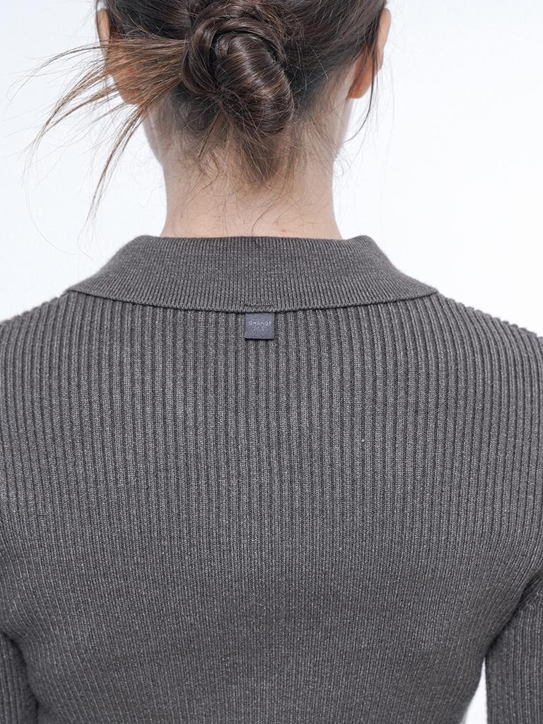 Chaenseseunoi Soft Slim Button Collar Knit Khaki/W243Tp08Ka