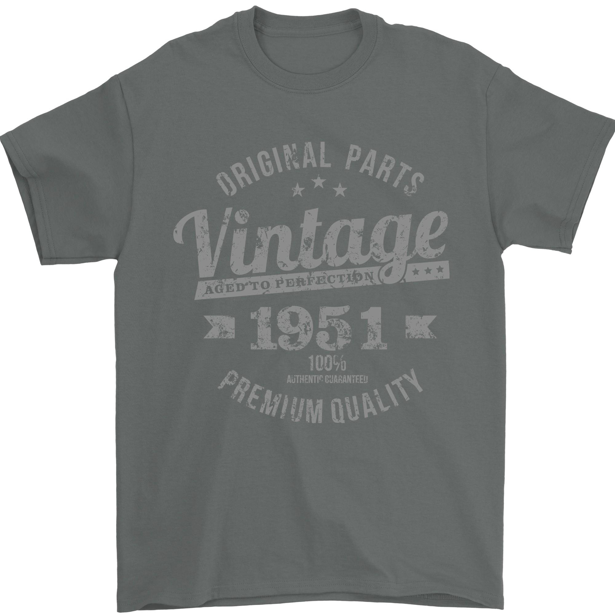 Vintage Year 75th Birthday 1951 Mens T-Shirt 100% Cotton Charcoal XXL