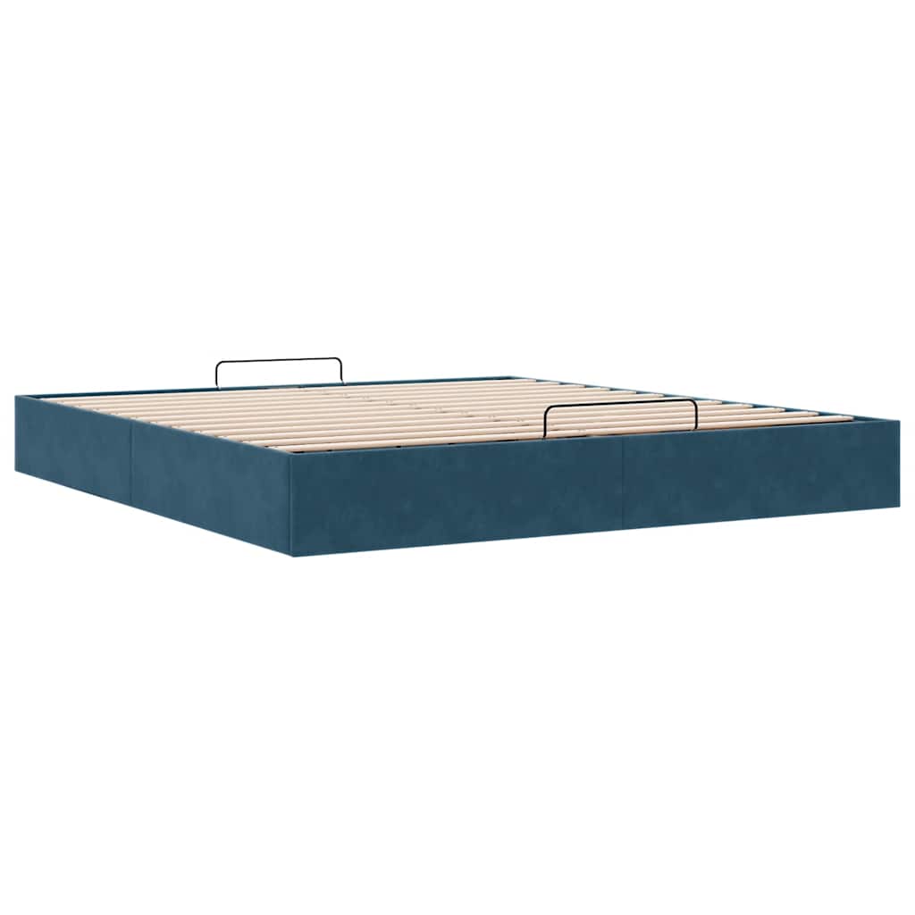 Ottoman Bed without Mattress Dark Blue 160 x 200 cm Velvet