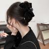 1pc Black Velvet Bow Hair Clip, Autumn and Winter High-end Feeling, Hair Grab, Large Versatile Temperament, Shark Clip