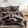 3pcs Raccoon with 1 Comforter and 2 Pillowcases (No Core) - Cute Animal for Bedroom, Festival Gift, Polyester Fabric, Anime Design, Suitable for Livin