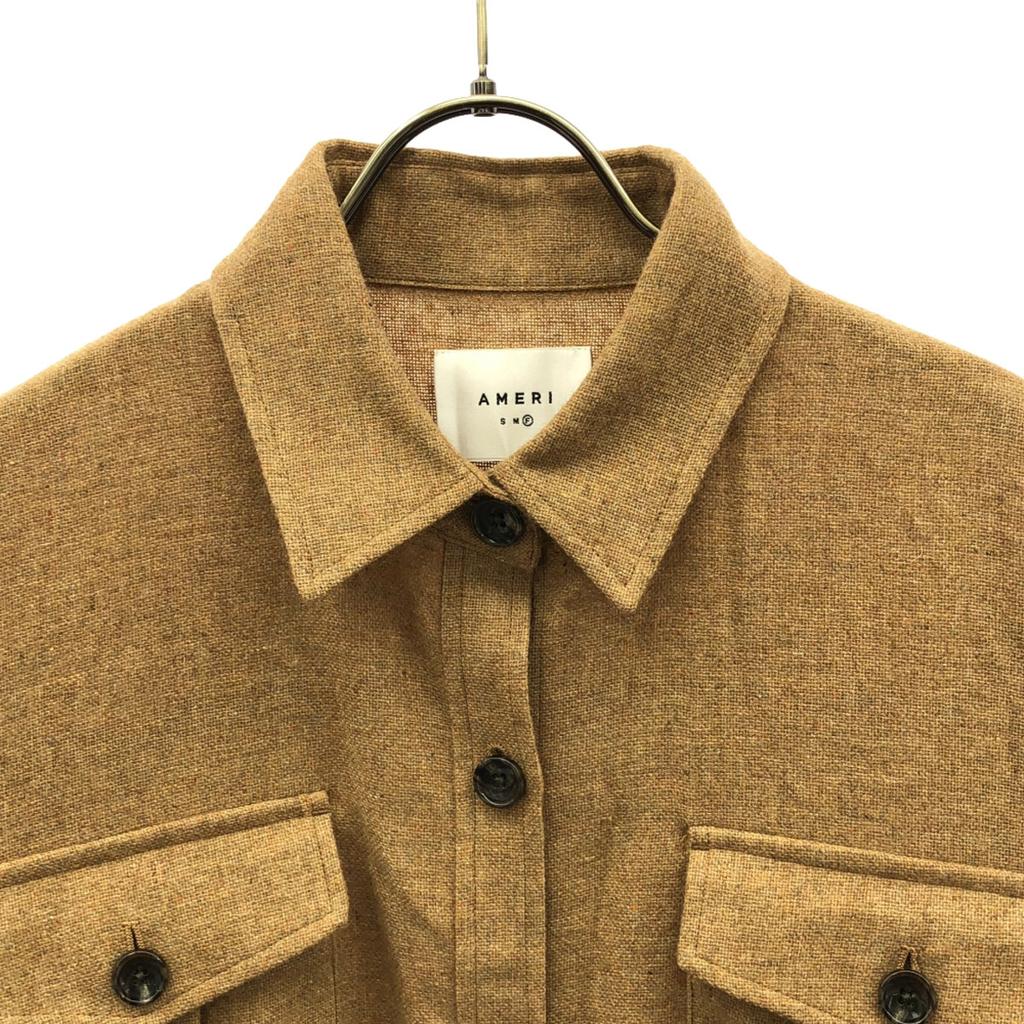 AMERI UNDRESSED Long Sleeve Wool Blend Long Shirt Dress F Brown Women Used