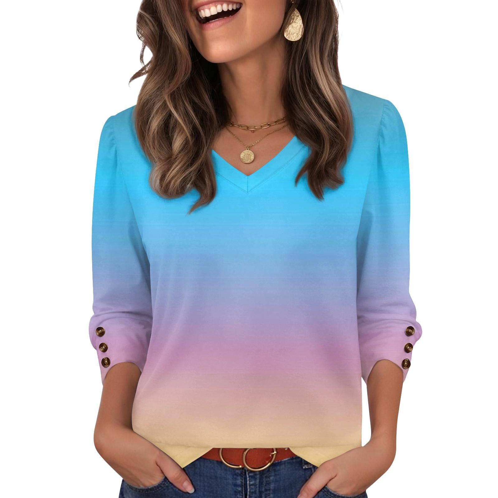 

Women s Fashion And Casual Gradient V-neck Top XL