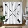 1pc Arrow and compass patterned shower curtain, made of polyester, machine washable, suitable for bathroom decor.