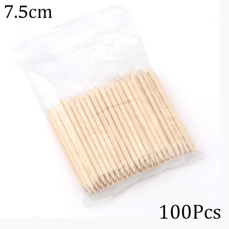 

100pcs Nail Art Tools Pusher Orange Wood Sticks Cuticle Pusher Remover Rhinestones Dotting Removal Manicure Pedicure Care Tools