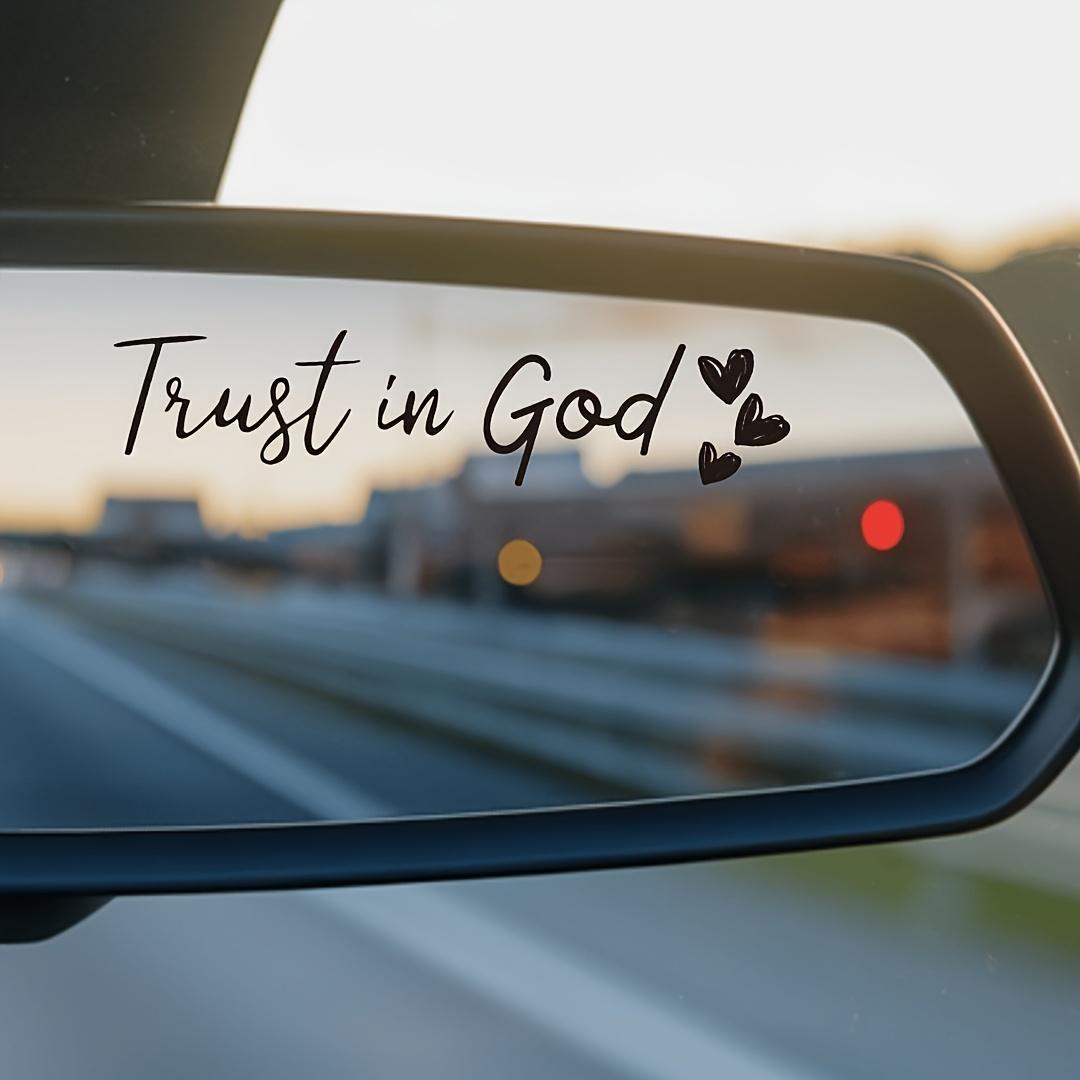 

Trust God Heart Shape Rearview Mirror Sticker, Semi Matte Self Adhesive for Glass, Inspirational Religious Car Decal Gift