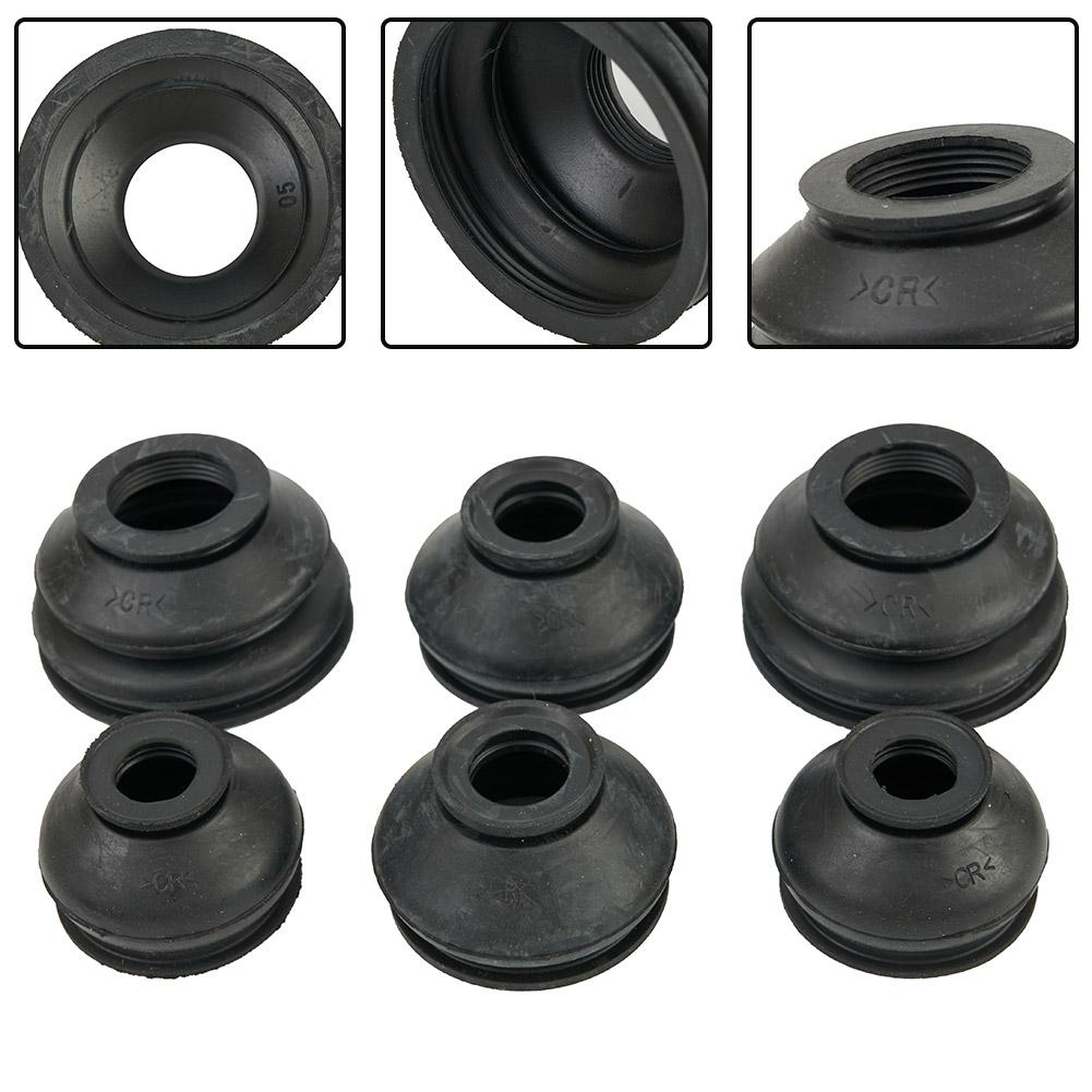 6x Turn To Rod Ball Head Dust Protection Rubber Cover Dust Cover Boot Set Black Ball Joint Boot Car Accessories