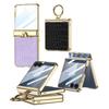 Suitable for Samsung Z FLIP7 Mobile Phone Case Electroplated Finger Ring Hinge Plain Leather Protective Case Flip7 Shell Film Anti Fall Full Package