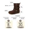Retro style European and American belt buckle round head flat heel short boots women's 2025 autumn and winter new comfortable and versatile fashion M