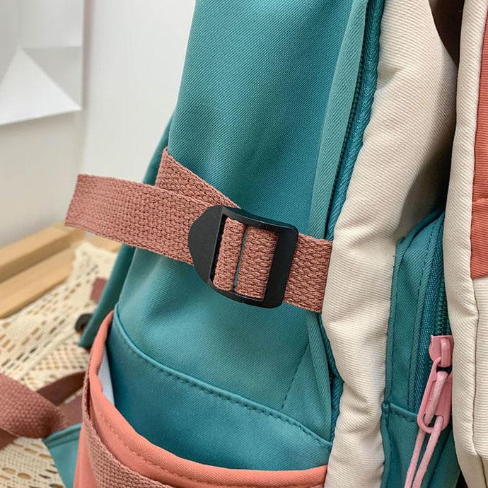 Încântător cu pandantiv de rață ghiozdan impermeabil, insigne drăguțe pentru fete, rucsac din nailon, în stil preppy, rucsac de culoare contrastantă, versatil