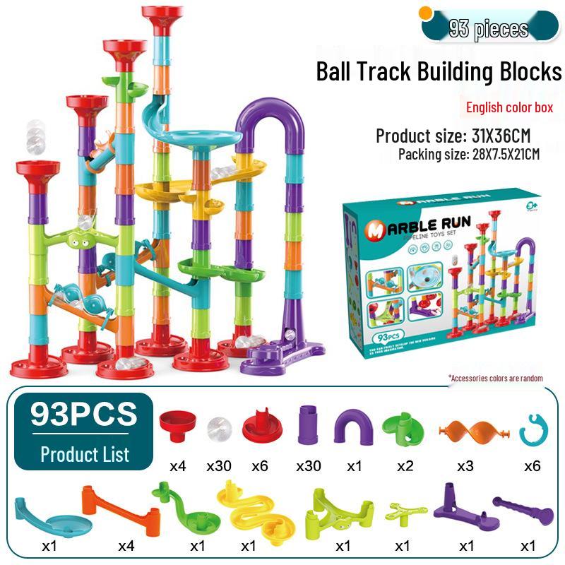 Interchangeable Marble Run Maze Building Set: Cross-Border Catapult Adventure