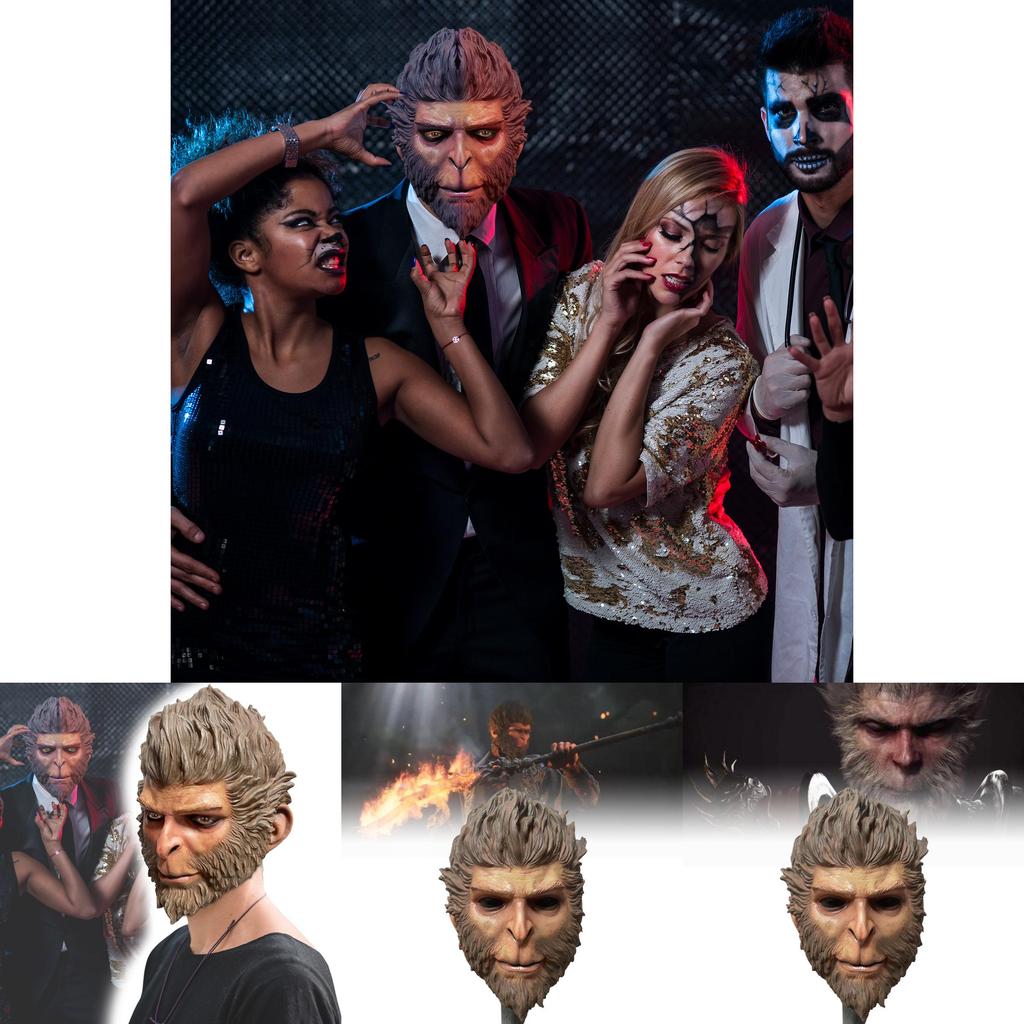 Schwarze Wukong Mythische Affenmaske für Halloween-Kostümparty und Cosplay-Requisiten
