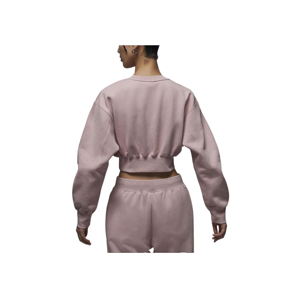 Jordan Flight Fleece Loose Fit Short Sweatshirt Women Tops Oxford-Pink FV7153-601