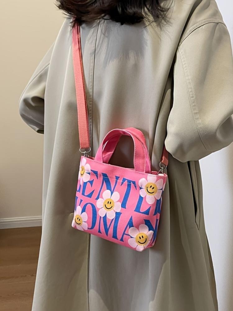 Mini Cute Canvas Crossbody Bag, Kawaii Carto Print Tote Shoulder Bag, Women s Fashi Handbags And Purses