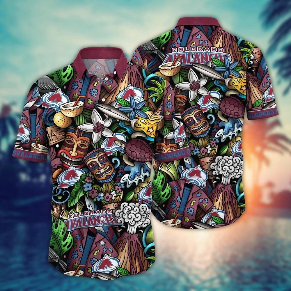 

Colorado Avalanche Island Tiki Hawaiian Shirt aloha baseball fan shirt Unisex T-Shirt XXXL