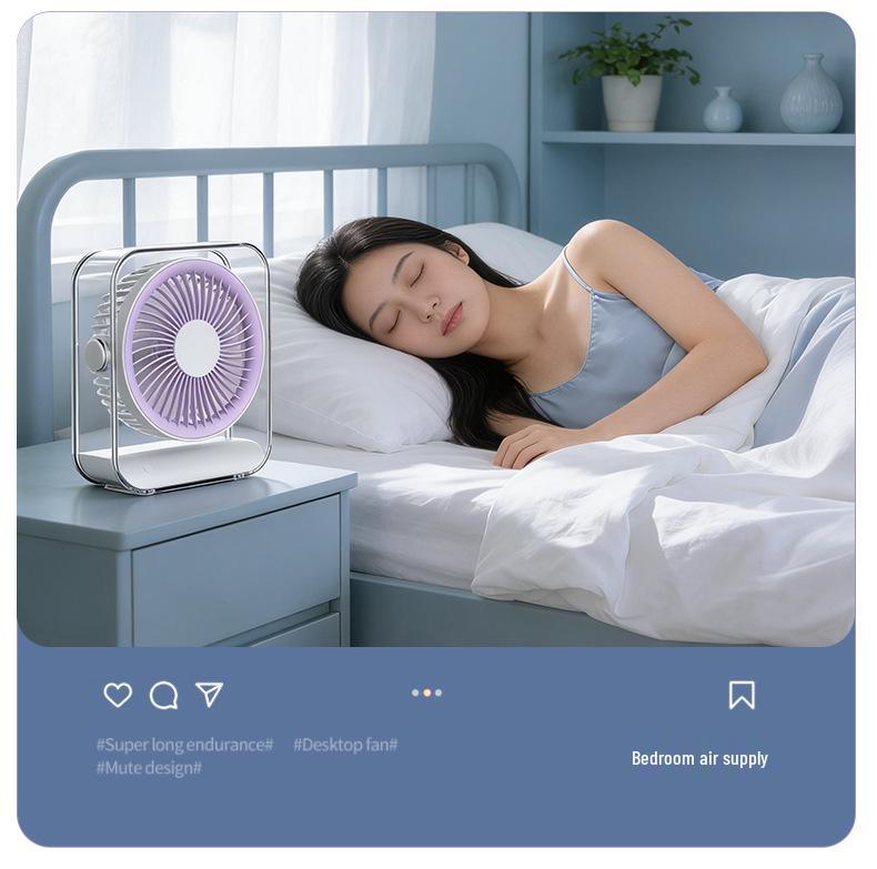 USB Rechargeable Circulating Fan with Light for Home, Office, Dorm, and Outdoor Camping