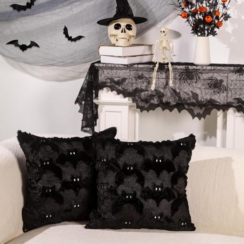 Square Throw Pillow Cover Ghost with Pumpkin Cushion Covers Plush Pillow Case  Halloween Decor