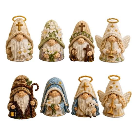 Zestaw do tworzenia koralikowych gnomów 3D DYS, Koralikowa Szopka DIY Projekt Artystyczny Religijny Wiara z Narzędziami i Instrukcjami dla Chrześcijan Dorosłych