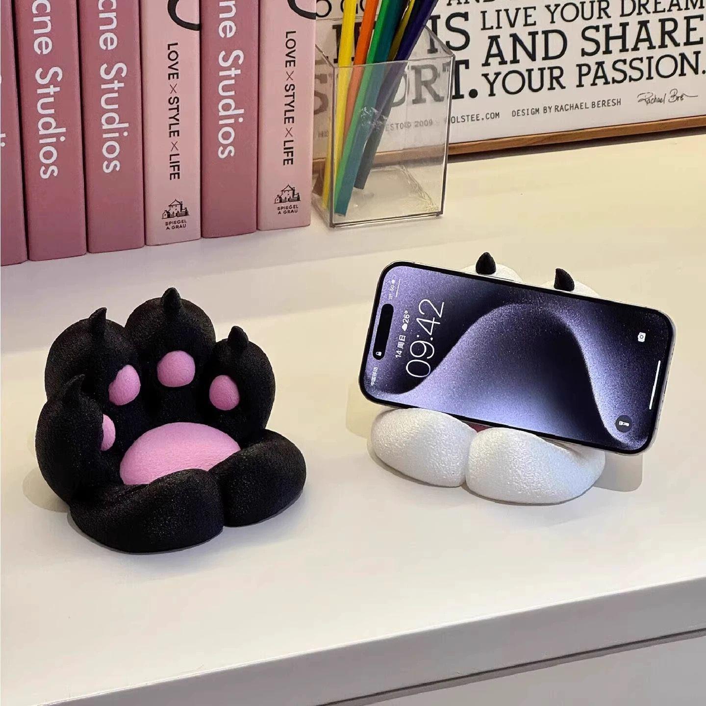 

3D Cat Paw Phone & Tablet Stand – Cute Desktop Holder for Home & Dorm Without Nails