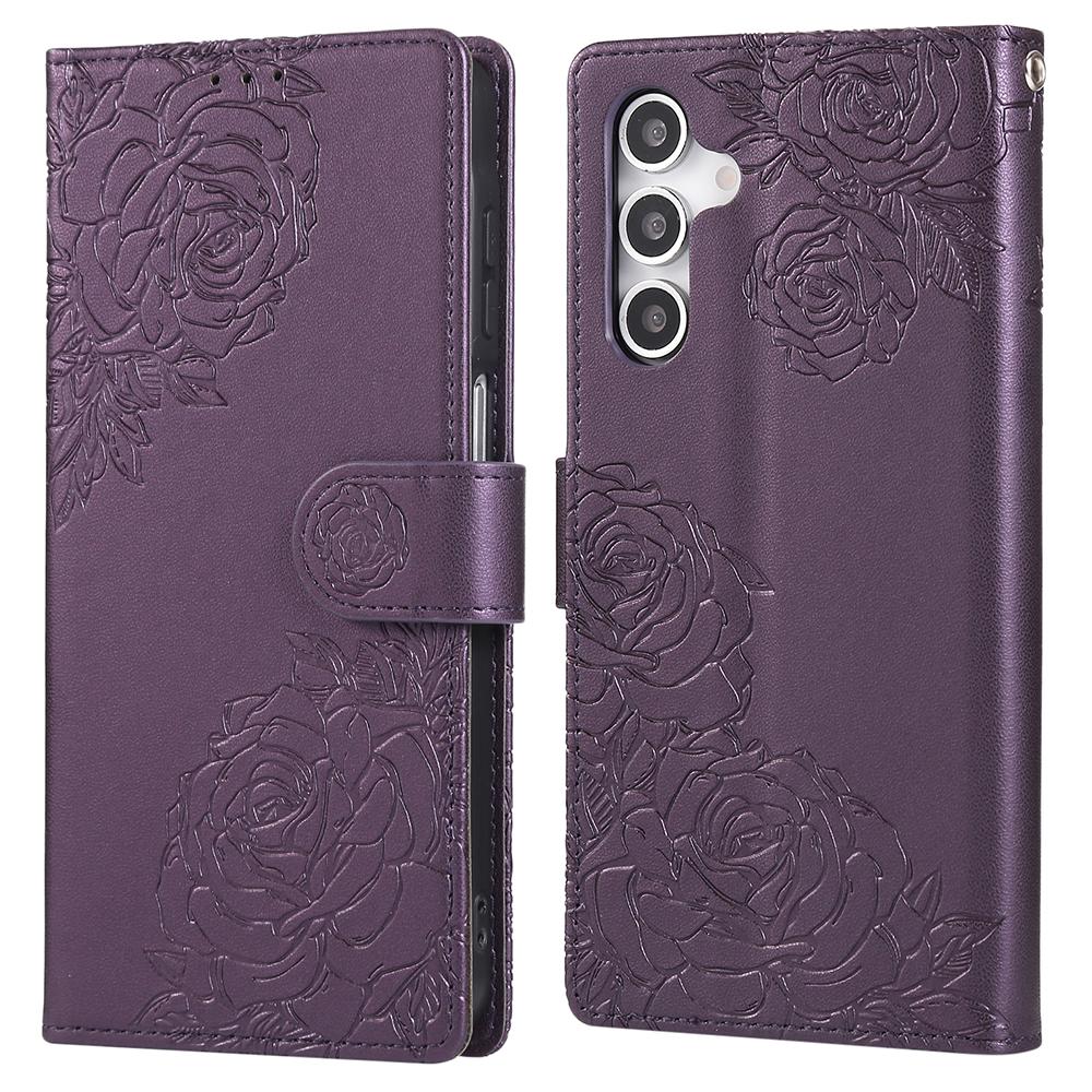 For Samsung Galaxy A16 4G/5G Case Rose Flower Wallet PU Leather Phone Cover with 3 Card Slots
