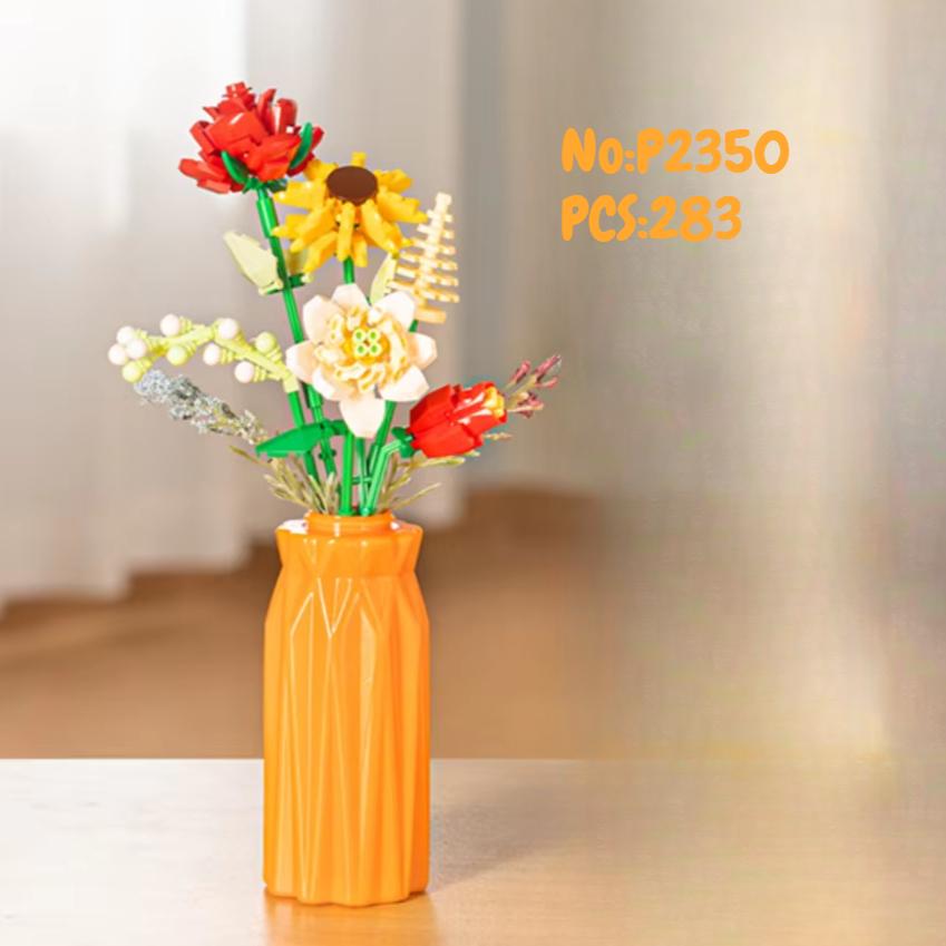 Vase Bouquet Building Blocks Flower Holiday Decoration Children Girls Matching Gift Toys