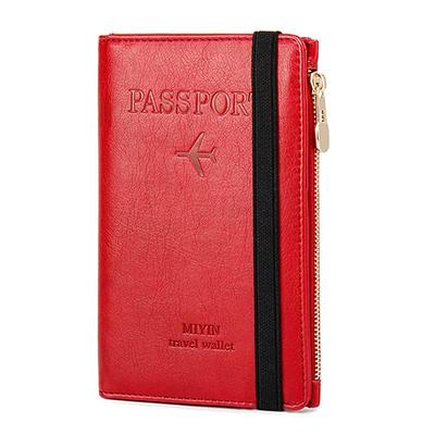 Passport Case with SIM Card Storage and Zippered Storage [A-Flat] [PASSPO] Wallet-style (Red)