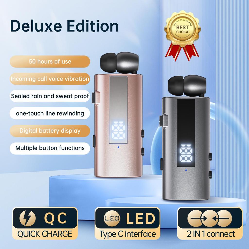 K92 Bluetooth 6.0 Lavalier Business Headset Call 30h/Music 50h Vibration Reminder LED Digital Display With Mic Wireless Earphone