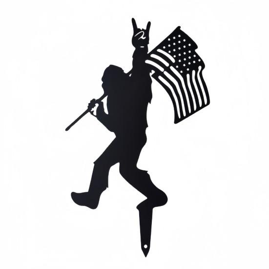 

Металлический садовый колышек Американское патриотическое украшение двора Силуэт снежного человека Колышек для наружного декора газона