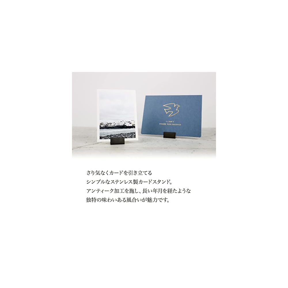 Japanese-made antique-style stainless steel card stand, set of 40, silver.