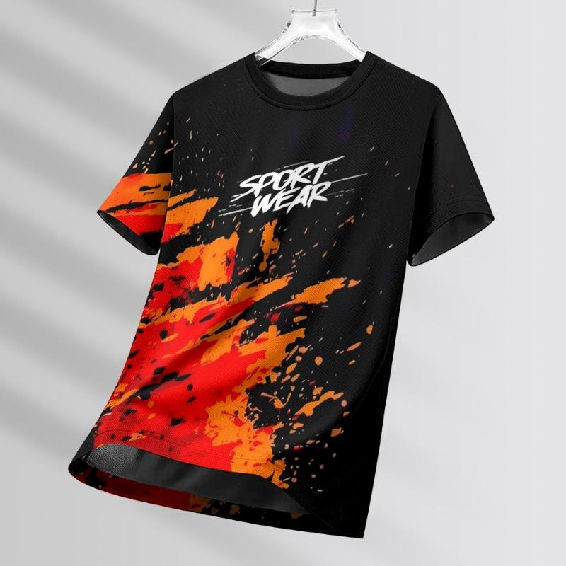

Мужские футболки Спортивная футболка для бега 3D Мужская Быстросохнущая Дышащая с коротким рукавом и круглым вырезом Активная футболка для тренировок на открытом воздухе Мужская одежда 6XL