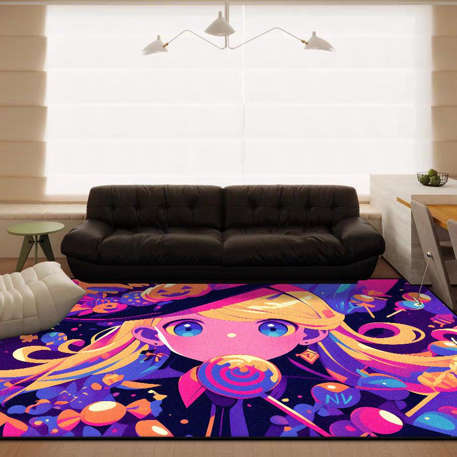 

Cute Halloween Decor Live Room Carpet Cartoon Little Witch Pattern Soft Non-slip Children s Room Rug Washable Baby Crawling Mat 60x90cm